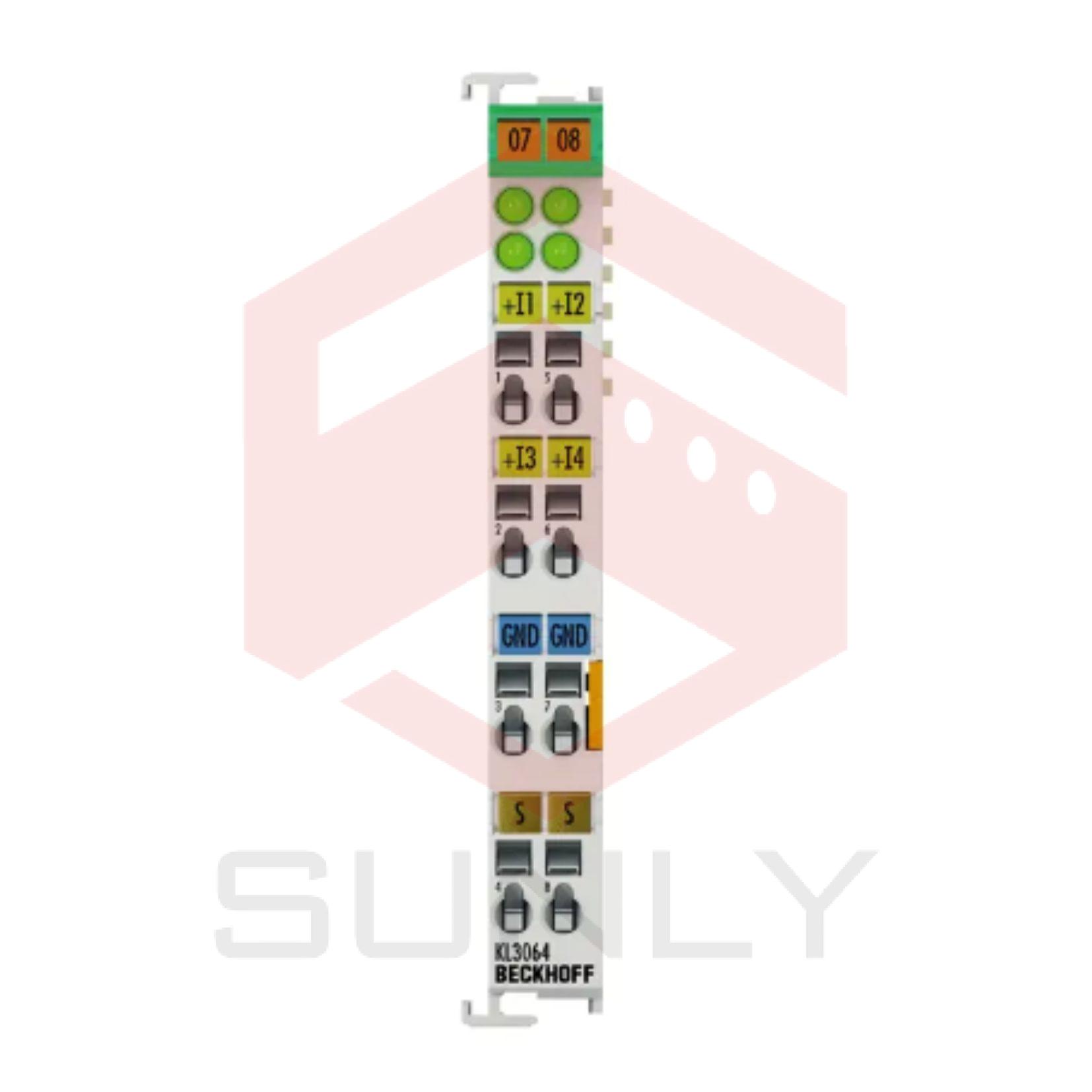 KL3064 | Bus Terminal, đầu vào analog 4 kênh, điện áp, 0…10 V, 12 bit, đơn kênh, có kết nối chống nhiễu